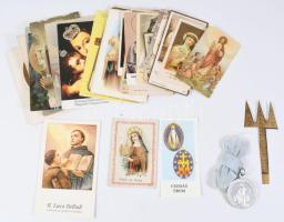 Vegyes szentképek + kétoldalas érem Szűz Mária és Szent Margit ábrázolásával