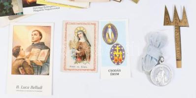 Vegyes szentképek + kétoldalas érem Szűz Mária és Szent Margit ábrázolásával