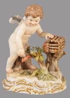 cca 19. sz. vége, Meissen Ámor szobor pár. Jelzett, kardos jelzés, egyiken minimális pattogzással, m...