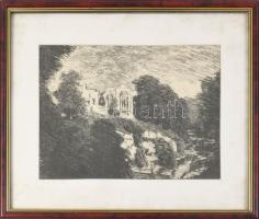 Joseph Pennell (1857-1926): Egglestone Abbey. Autolitográfia, paszpartuban, üvegezett keretben, 18x26 cm, külső méret: 29x37 cm