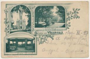 1899 Opava, Troppau; Evangelische Kirche, Museums Anlage, Pergola / Lutheran church, museum park. J....