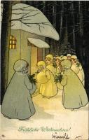1923 Fröhliche Weihnachten! / Christmas greeting art postcard. M. Munk Vienne Nr. 404. litho s: Pauli Ebner