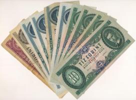 1962. 10Ft (3x) + 1966. 10Ft + 1975. 20Ft + 1980. 20Ft (3x) + 1983. 50Ft + 1984. 100Ft T:F,VG közte szép papír