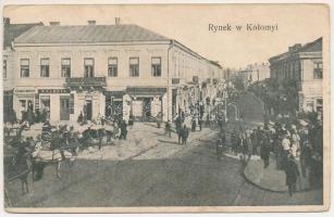 1915 Kolomyia, Kolomyja, Kolomyya, Kolomea; Rynek / market square, shops of M. Hammer, Lazar Beker (...
