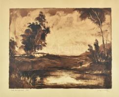 Olvashatatlan jelzéssel: Esti hangulat, 1947. Lavírozott tus, papír, jelzett, 35,5×45,5 cm