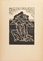 Farkasházy Miklós (1895-1964): Befejezés. Linómetszet, papír, jelzett, lapszéli apró szakadásokkal, 30x20 cm