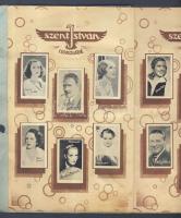 cca 1940 Szent István csokoládé: Legkedveltebb filmszínészek mozi csoki gyűjtőképek albuma kb 50 fot...