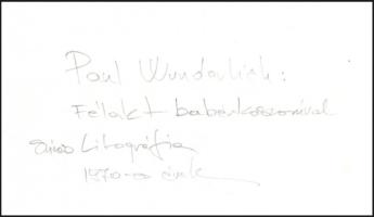 Paul Wunderlich (1927-2010): Félakt babérkoszorúval (1970-es évek). Színes litográfia, papír. Jelzés...