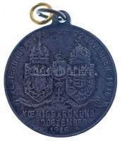 Ausztria 1916. "IV. Károly megkoronázásának emlékére" kétoldalas Zn emlékérem füllel (27mm...
