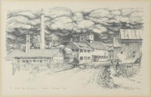 Sólyom Lajos (1935-2024): Nagyvárad, a szöllősi régi vízimalom a Pecével. Litográfia, papír, jelzett...