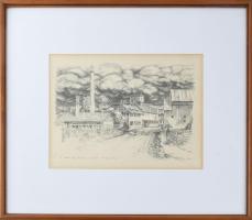 Sólyom Lajos (1935-2024): Nagyvárad, a szöllősi régi vízimalom a Pecével. Litográfia, papír, jelzett...