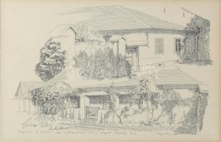 Sólyom Lajos (1935-2024): Nagyvárad, Csörsz Péter lakóháza. Litográfia, papír, jelzett, számozott (30/13), üvegezett fakeretben, 21x29 cm.