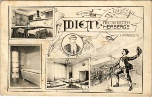 1930 Wien, Vienna, Bécs; Buchdrucker-Herberge / book publishing advertisement, hotel (Rb)