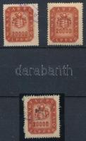 1946 3 db 20.000 MP eltolódott, eltömődött (vékony-vastag) értékszámok