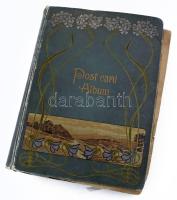 Egy régi albumnyi MODERN és RÉGI főleg külföldi város képeslap, a szecessziós album sérült / tens of...