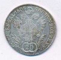 1805E 20kr Ag "I. Ferenc" Gyulafehérvár (6,68g) T:VF patina Hungary 1805E 20 Kreuzers Ag "Franz I" Alba Iulia (6,68g) C:VF patina Huszár: 1968., Unger III.: 1376.b, Adamo C29