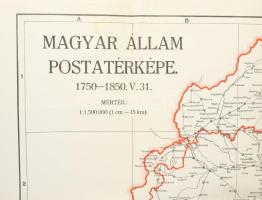 1943 Magyar állam postatérképe 1750-1850 (rajta jelölve az 1942-ig visszacsatolt területek is), 1 : ...
