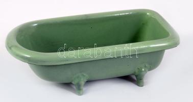 Lampart (Kőbánya) zománcozott fém kis kád, jelzett, minimális zománchibával, 19x9x6 cm