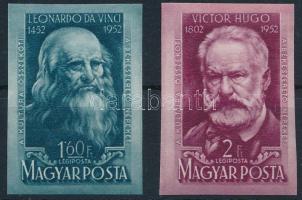 1952 Leonardo da Vinci és Victor Hugo vágott sor (ráncok / creases)
