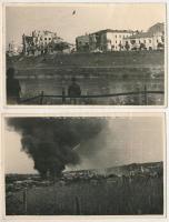 Przemysl - 2 db második világháborús fotó képeslap Przemysl bombázásáról, tábori postaként feladva M...