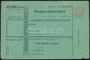 1871 Használatlan 5kr postautalvány (hajtott / folded)