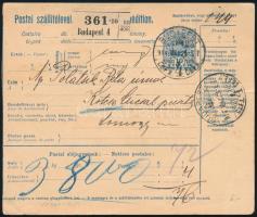 1914 Csomagszállító "KÖTCSE-CSICSALPUSZTA" postaügynökségi bélyegzéssel