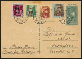 1945 (2. díjszabás) Levelezőlap 4 db bélyeggel