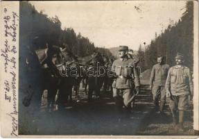 1917 Román front, lóvizsga az ezredparancsnok által a Dobra-völgyben / WWI K.u.k. military, horse ex...