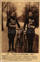 Rund um Europa / Cycling around Europe, cyclists with bicycles. Max Kilian Fotogr. Anstalt Breslau (...