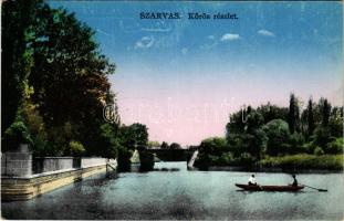 1928 Szarvas, Körös részlet, híd, csónak. Müller Károlyné kiadása