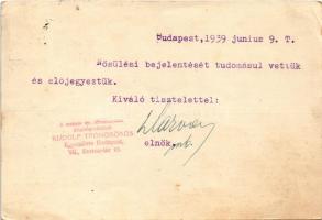 1939 Harkányfürdő, Rudolf Trónörökös Egyesület üdülőháza, Pénzkölcsönt folyósít, takarékbetéteket mi...