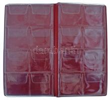 Kisalakú, műbőr érmeberakó, négy lapos, összesen 32 férőhellyel, közel újszerű állapotban