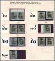 1945 Kisegítő 40f/10f 12 db bélyeg érdekességekkel papírlapon feldolgozva