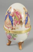 Porcelán tojás ékszeres edény, m: 9,5 cm