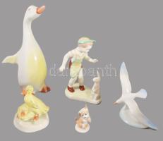 5 darab magyar porcelán figura, m: 20 cm alatt
