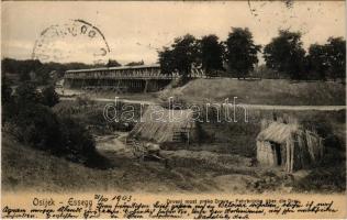 1903 Eszék, Essegg, Osijek; Drveni most preko Drave / Fahrbröcke über die Drau / wooden bridge over ...
