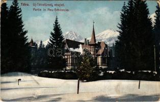 Újtátrafüred, Neu-Schmecks, Novy Smokovec (Magas-Tátra, Vysoké Tatry); villa télen. Cattarino S. utóda Földes Samu kiadása 240. sz. / villa in winter (EM)