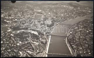 1930 Budapest, Gellért-hegy, hidak, légi felvétel, 11×16 cm
