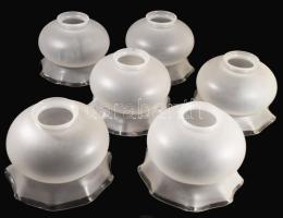 Horváth Márton (1941-2013): 6 darabos lámpabúra szett, részben savmaratott, jelzés nélkül, m: 23 cm. Proveniencia: az alkotó ajándéka.