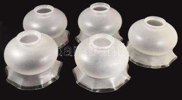 Horváth Márton (1941-2013): 5 darabos lámpabúra szett, részben savmaratott, jelzés nélkül, m: 23 cm. Proveniencia: az alkotó ajándéka.