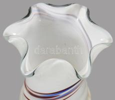 Anyagában színezett fodros szélű váza, hibátlan, m: 25 cm