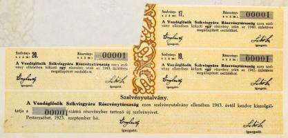 1923. Pesterzsébet (Budapest) "Vendéglősök Szikvízgyára Részvénytársaság" névre szóló rész...