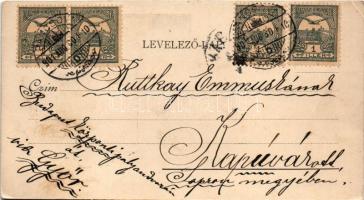 1901 Szecessziós hölgy művészlap titkosírással / Art Nouveau lady art postcard with cryptography (EK...