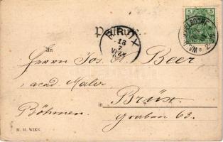 1901 Szecessziós hölgy művészlap / "Girls with Purple Surrounds" Art Nouveau lady art post...