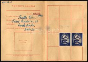 1945 A Nemzeti Segély Országos Központja tagsági igazolványa