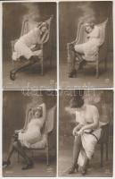 6 db RÉGI erotikus hölgy lap, nem képeslap hátoldalú / 6 pre-1945 erotic women postcards. J. A. Paris, Serie 053, 062 (non PC)