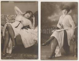 6 db RÉGI erotikus hölgy lap, nem képeslap hátoldalú / 6 pre-1945 erotic women postcards. J. A. Pari...