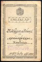 1931 Szeged, Héjja József nevére kiállított fényképes emléklap egyenruha-viseléssel kapcsolatban