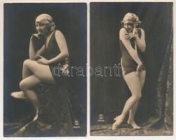 11 db RÉGI enyhén erotikus fürdőruhás hölgy képeslap / 11 pre-1945 gently erotic women in swimsuits postcards (P.C. Paris, A. Noyer, E.K.C.)