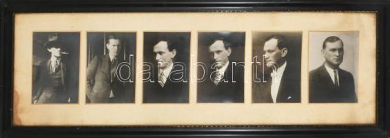 Lukcsics Pál (1892-1936) történetíró 6 db portré fotó, üvegezett keretben 80x33 cm